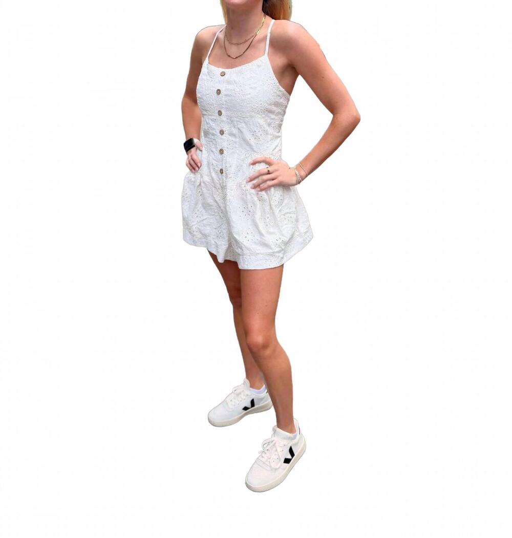 NEW MIOU MUSE women's eyelet romper in white